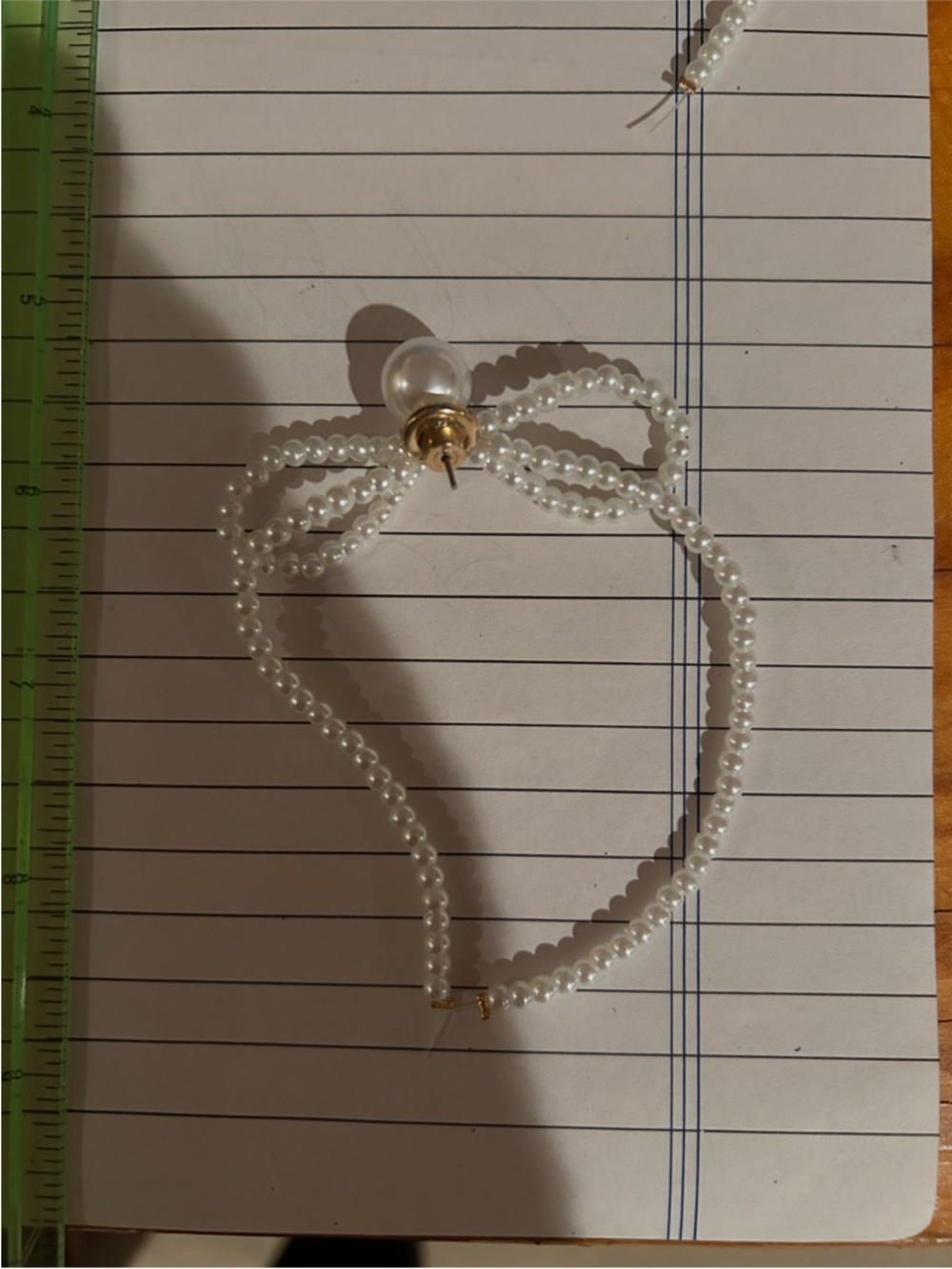 Pearl Bow Drop Earring - White Faux Pearls